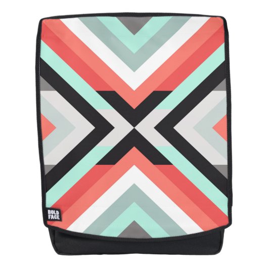 Sac À Dos Design géométrique stylé Coral Mint Grey (Devant)