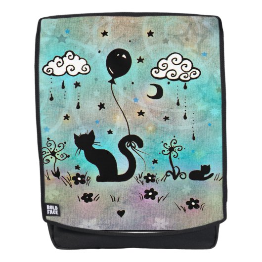 Sac À Dos Dessin de silhouette de chat noir mignon (Devant)