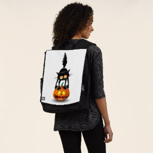 Sac À Dos Dessin d'Halloween au chat effrayé sur Citrouille
