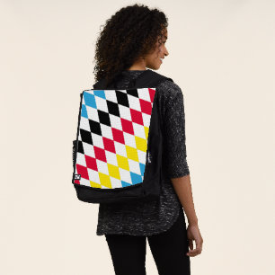 Sac À Dos Drapeau bavarois diamant noir rouge jaune bleu mot