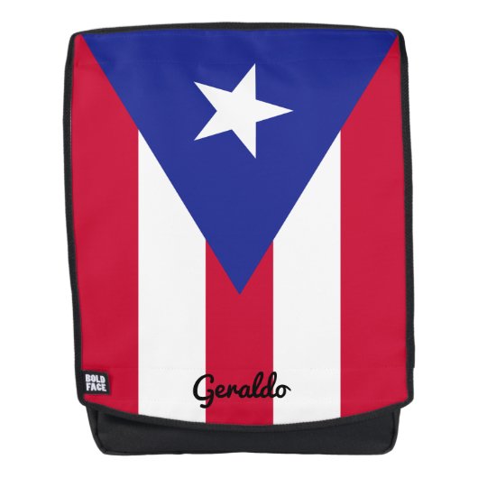 Sac À Dos Drapeau Porto Rico avec Monogramme personnalisé (Devant)