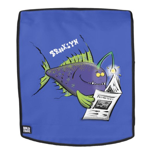 Sac À Dos Drôle caricature de poisson de pêcheur (Devant amovible)