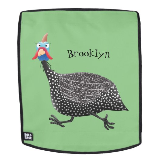 Sac À Dos Drôle dessin animé d'oiseau de Guineafowl (Devant amovible)
