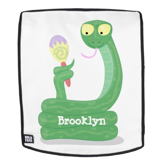 Sac À Dos Drôle serpent vert avec caricature maraca (Devant amovible)