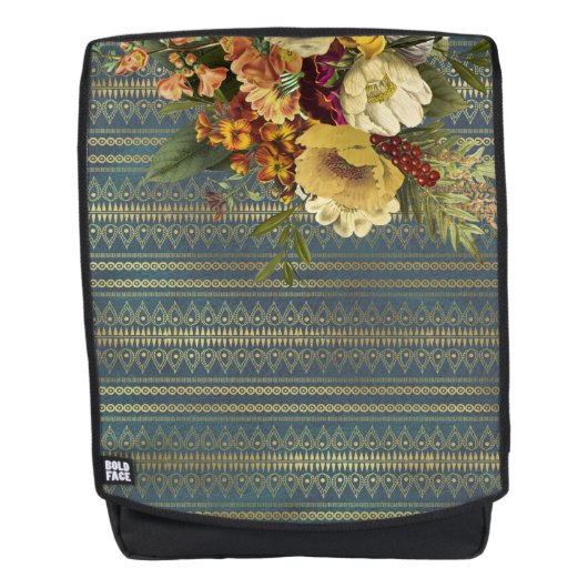 Sac À Dos Élégance Fleurie Sombre (Devant)