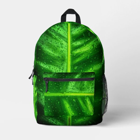 Sac à dos Feuilles verts avec gouttes de pluie (Recto)