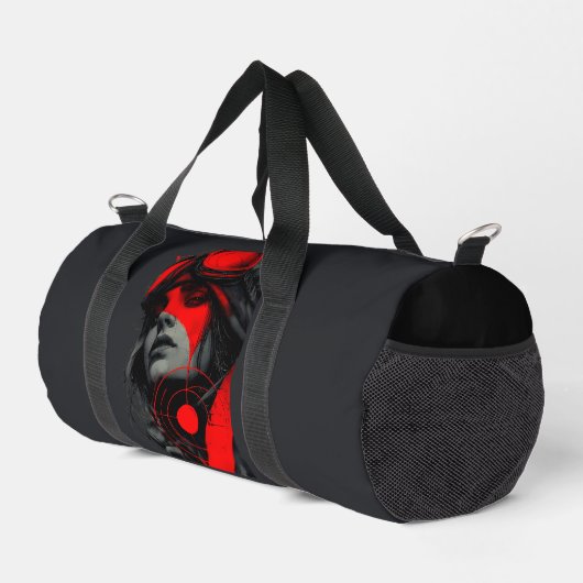 Sac à dos fille cyberpunk dystopique rouge cible (Coin droit)