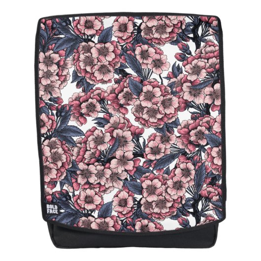 Sac À Dos Fleur de cerisier rose et bleu (Devant)
