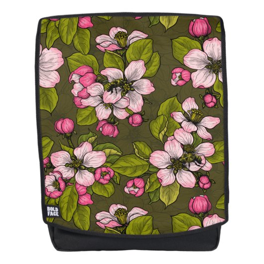 Sac À Dos Fleur de pomme sur vert foncé (Devant)
