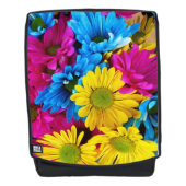 Sac À Dos Fleurs colorées, marguerites - Rose Jaune Bleu (Devant)