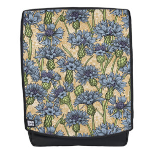 Sac À Dos Fleurs de maïs bleues, fleurs sauvages sur le jaun