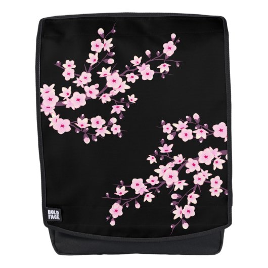Sac À Dos Fleurs florales de cerisier rose noir (Devant)