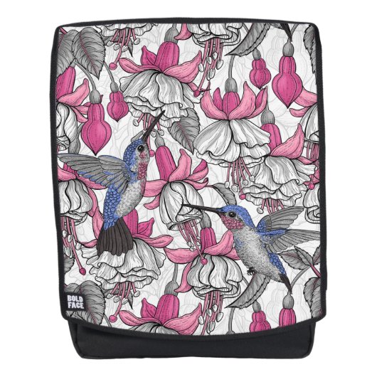 Sac À Dos Fuchsia et colibris blancs (Devant)