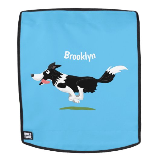 Sac À Dos Funny Border Collie chien en course dessin animé (Devant amovible)