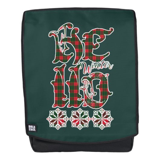 Sac À Dos Hello Winter Holiday Lettering, Motif écossais (Devant)