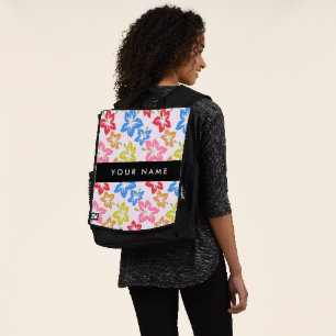 Sac À Dos Hibiscus Coloré, Motif De Fleurs, Votre Nom