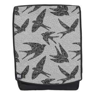 Sac À Dos hirondelles japonaises en vol, charbon de bois et