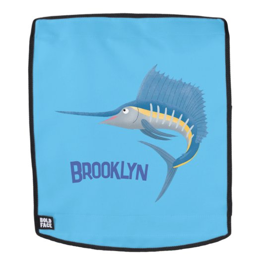 Sac À Dos Illustration de dessin animé amusant d'espadon voi (Devant amovible)