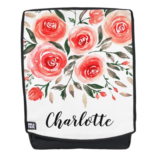 Sac À Dos Illustration de l'aquarelle rose élégant Roses (Devant)