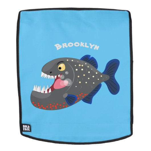 Sac À Dos Illustration drôle de piranha affamée (Devant amovible)