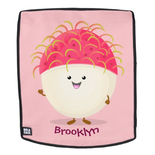 Sac À Dos Illustration mignon du ramboutan rose (Devant amovible)