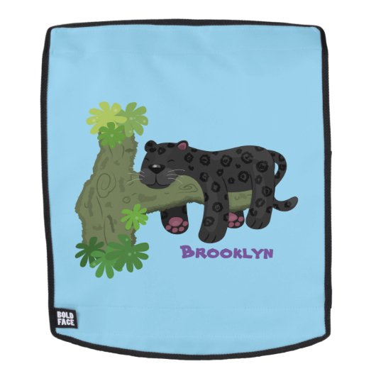 Sac À Dos Image de dessin animé de chat en panthère noire ja (Devant amovible)