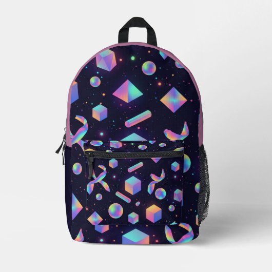 Sac À Dos Imprimé 3D Holographic Geometric Aesthetic Backpack (Recto)