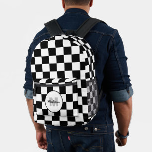 Sac À Dos Imprimé à damiers carré Géométrie noir blanc Monogramme