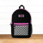 Sac À Dos Imprimé à damiers Noir Blanc Rose Monogramme Initiales Enf<br><div class="desc">Ce sac à dos amusant pour enfants dispose d'une palette de couleurs noir,  blanc,  rose et magenta avec à damiers poche et initiales. C'est un design moderne amusant pour tous les âges!</div>