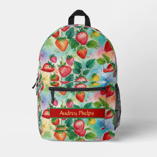 Sac à dos imprimé à fraises d'été modifiable
