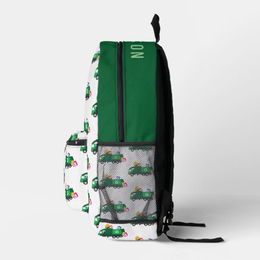 Sac À Dos Imprimé ABC Recyclage Camion à ordures Nom personnalisé (Droite)