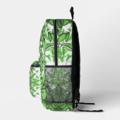 Sac À Dos Imprimé Abstract Floral Pattern In Black & Green On White (Droite)