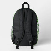 Sac À Dos Imprimé Abstract Floral Pattern In Black & Green On White (Verso)