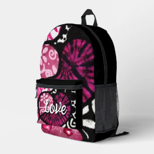 Sac À Dos Imprimé Abstrait coeur d'amour rose Floral Pois noir