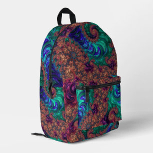 Sac À Dos Imprimé Abstrait fractal couleur ton bijou Boho Groovy