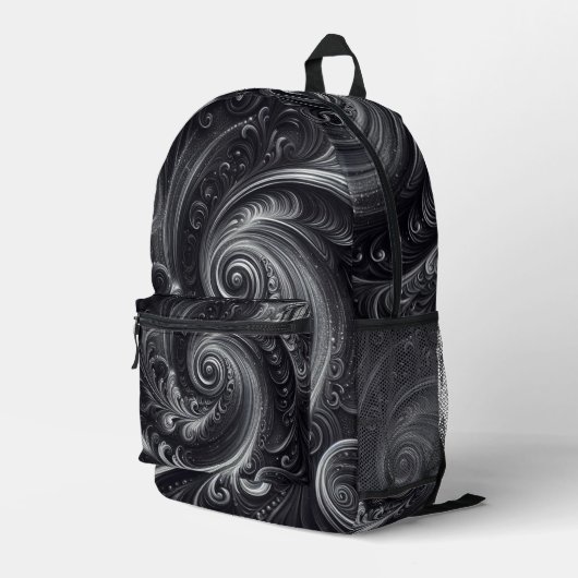 Sac À Dos Imprimé Abstrait Moderne Simple Fléchage noir et blanc (Coin arrière droit)