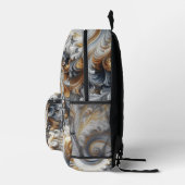 Sac À Dos Imprimé Abstrait Moderne Swirling or, noir et blanc (Droite)
