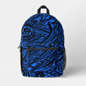 Sac À Dos Imprimé Abstrait Tribal Noir Et Bleu (Recto)