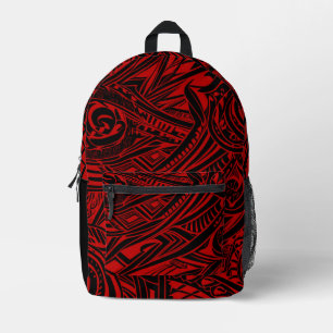Sac À Dos Imprimé Abstrait Tribal Noir Et Rouge