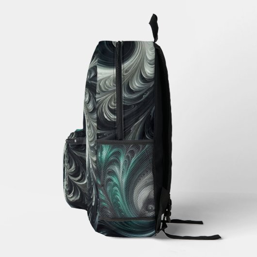 Sac À Dos Imprimé Abstrait vert, argent et noir (Droite)