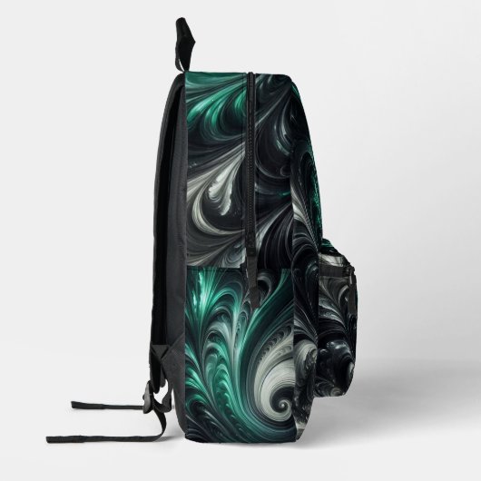 Sac À Dos Imprimé Abstrait vert, argent et noir (Gauche)