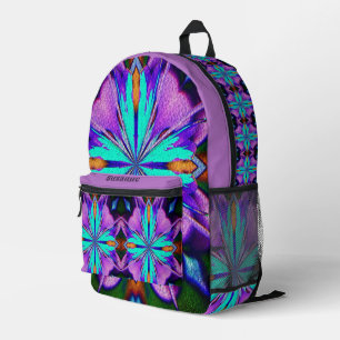 Sac À Dos Imprimé Abstrait Vibrant violet Turquoise Personnalisé