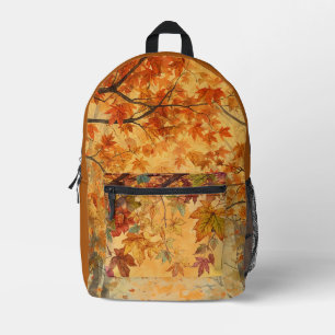 Sac À Dos Imprimé Action de grâce,Feuilles dorées, Cœur reconnaissan