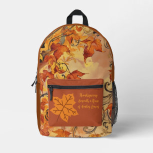 Sac À Dos Imprimé Action de grâce, Motif de belles feuilles d'automn