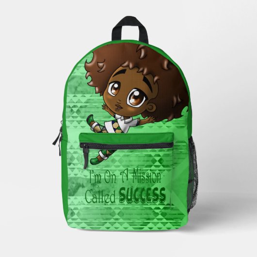 Sac À Dos Imprimé African American Boy Afro Green (Recto)