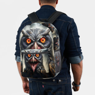 Sac À Dos Imprimé "Ailes de cauchemar : le hibou vampire aux crocs"