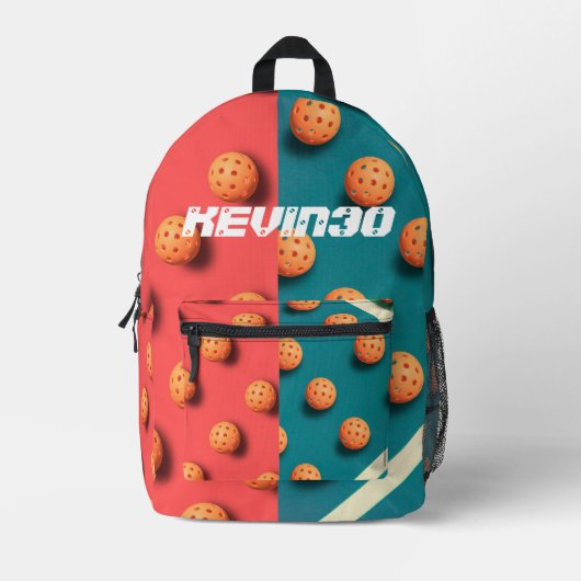 Sac À Dos Imprimé Ajouter le nom rouge et bleu Pickleball player fun (Recto)