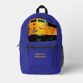 Sac À Dos Imprimé Ajouter votre nom - Locomotive Diesel Jaune en ble (Recto)