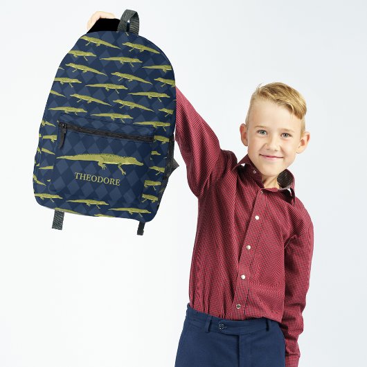 Sac À Dos Imprimé Alligators verts et modèle bleu marine