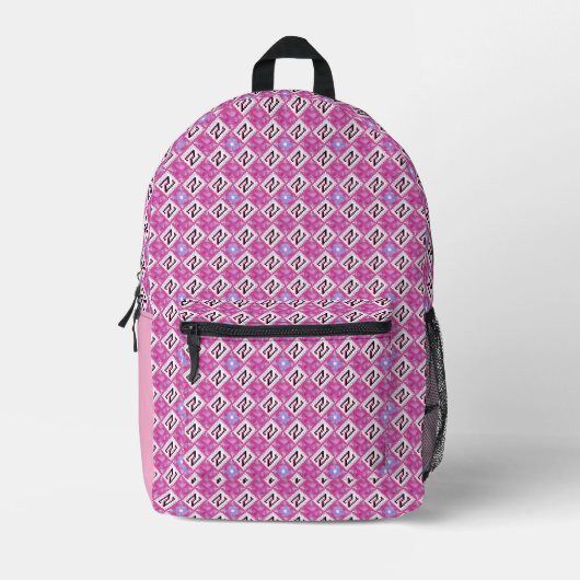 Sac À Dos Imprimé Alphabet Géométrique Rose Chic Initiale N (Recto)